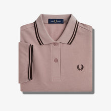 Load image into Gallery viewer, Fred Perry Ladies Dark Pink Polo with Burnt Tobacco Tipping