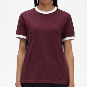 Fred Perry Ladies Oxblood Taped Ringer Tee