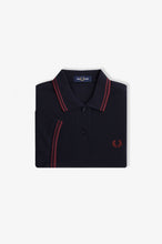 Load image into Gallery viewer, Fred Perry Ladies Navy Polo with Oxblood Tipping
