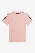 Load image into Gallery viewer, Fred Perry Ladies Dusty Rose Taped Ringer Tee
