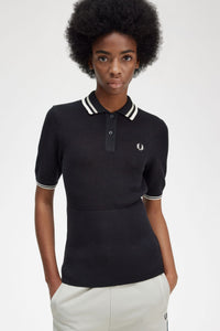 Fred Perry Ladies Black Knit with White and Grey Tipping