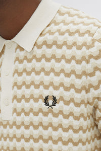 Fred Perry Boucle Jacquard Knitted Shirt in Ecru