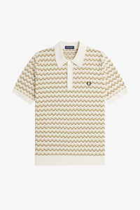Fred Perry Boucle Jacquard Knitted Shirt in Ecru