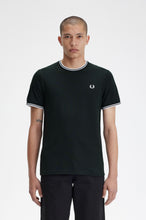 Load image into Gallery viewer, Fred Perry Dark Green Twin Tipped Ringer T-Shirt
