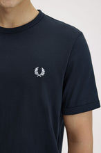 Load image into Gallery viewer, Fred Perry Navy Ringer T Shirt