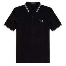 Load image into Gallery viewer, Fred Perry Black Polo with White Twin Tipping
