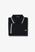 Load image into Gallery viewer, Fred Perry Black Polo with White Twin Tipping