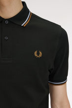 Load image into Gallery viewer, Fred Perry Night Green Polo with Dusky Blue / Dark Caramel Tip