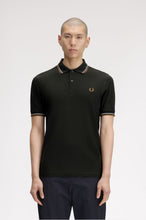 Load image into Gallery viewer, Fred Perry Night Green Polo with Dusky Blue / Dark Caramel Tip