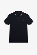 Load image into Gallery viewer, Fred Perry Navy Polo With Snow White and Burnt Red Twin Tipping