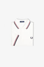 Load image into Gallery viewer, Fred Perry Snow White Polo With Burnt Red and Navy Twin Tipping