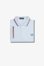 Load image into Gallery viewer, Fred Perry Sky Blue Polo with Coral and Cobalt Tipping