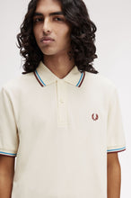 Load image into Gallery viewer, Fred Perry Ecru Polo With Navy and Blue Twin Tipping
