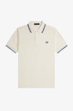 Load image into Gallery viewer, Fred Perry Ecru Polo With Navy and Blue Twin Tipping