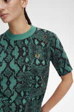 Load image into Gallery viewer, Fred Perry Ladies Amy Winehouse Green Snakeskin Print Knit
