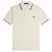 Load image into Gallery viewer, Fred Perry Ecru Polo With Navy and Blue Twin Tipping
