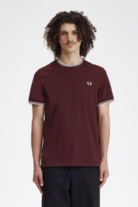 Fred Perry Oxblood Twin Tipped Ringer T-Shirt