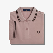 Load image into Gallery viewer, Fred Perry Ladies Dark Pink Polo with Burnt Tobacco Tipping
