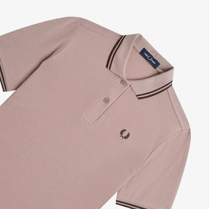 Fred Perry Ladies Dark Pink Polo with Burnt Tobacco Tipping