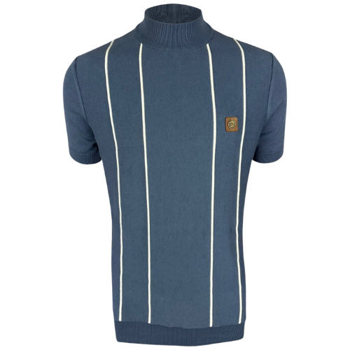 Trojan Airforce blue Turtleneck with White Striped Detailing