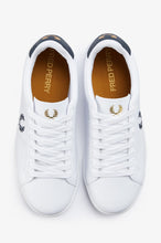 Load image into Gallery viewer, Fred Perry Classic White Trainer with Navy Detail
