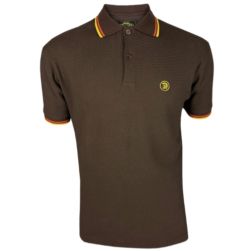 Trojan Chocolate with Rasta Tipped Textured Polo