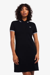 Fred Perry Ladies Polo Dress Black with White Twin Tipping