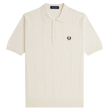 Load image into Gallery viewer, Fred Perry Ecru Textured cable Knitted Polo
