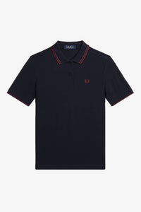 Fred Perry Ladies Navy Polo with Oxblood Tipping