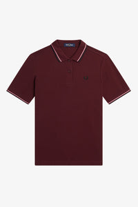 Fred Perry Ladies Oxblood Polo with Dusty Rose and Black Tipping