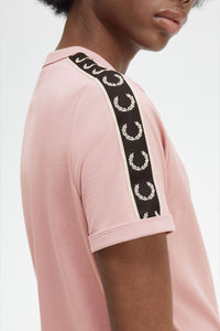 Fred Perry Ladies Dusty Rose Taped Ringer Tee
