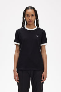 Fred Perry Ladies Black Taped Ringer Tee