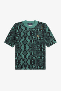 Fred Perry Ladies Amy Winehouse Green Snakeskin Print Knit