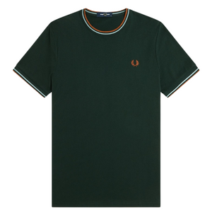 Fred Perry Nightgreen T-Shirt with Silver and Orange Tipping