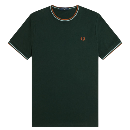 Fred Perry Nightgreen T-Shirt with Silver and Orange Tipping