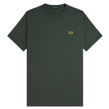 Load image into Gallery viewer, Fred Perry Court Green Ringer t-shirt with Gold Laurel detailing
