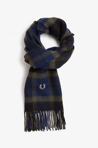 Fred Perry Lambswool tartan scarf - Field Green/ Light Oyster