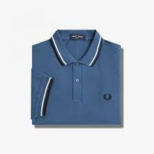 Fred Perry Midnight Blue polo with Snow White and Black Twin Tipping