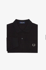 Fred Perry Black Long Sleeve Polo With Chrome Detailing