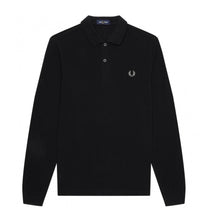 Load image into Gallery viewer, Fred Perry Black Long Sleeve Polo With Chrome Detailing
