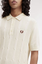 Load image into Gallery viewer, Fred Perry Ecru Textured cable Knitted Polo
