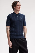 Load image into Gallery viewer, Fred Perry Navy Textured cable Knitted Polo
