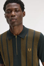 Load image into Gallery viewer, Fred Perry Night Green Textured Panel Knitted Shirt
