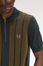 Load image into Gallery viewer, Fred Perry Night Green Textured Panel Knitted Shirt
