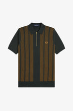 Load image into Gallery viewer, Fred Perry Night Green Textured Panel Knitted Shirt
