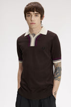 Load image into Gallery viewer, Fred Perry brown tipped open neck knit shirt

