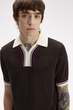 Load image into Gallery viewer, Fred Perry brown tipped open neck knit shirt
