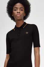 Load image into Gallery viewer, Fred Perry Ladies Ribbed Black Knit with Golden Brown Tip
