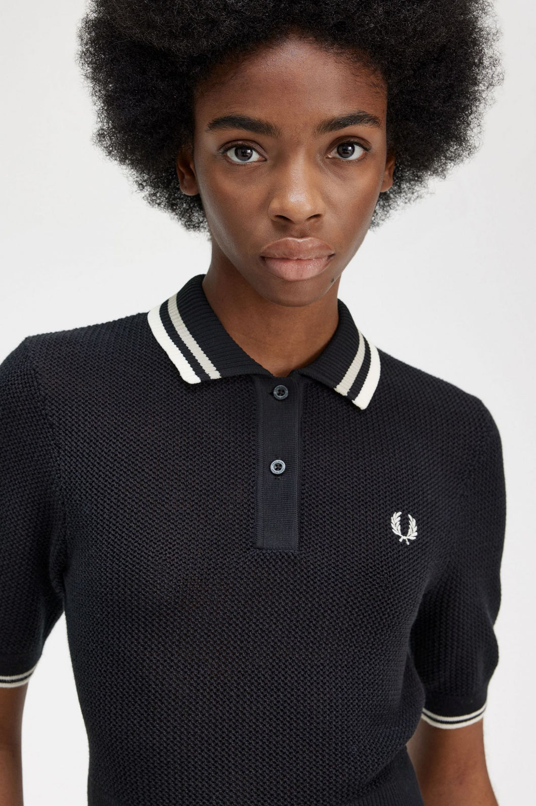 Fred Perry Ladies Black Knit with White and Grey Tipping