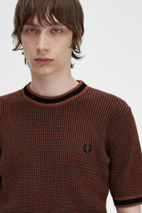Fred Perry Brown Textured Knitted Tshirt